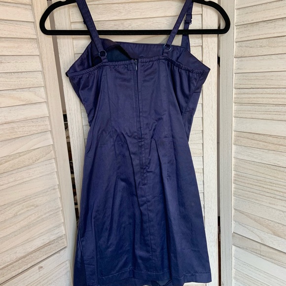 Double Zero Navy Blue Large Button Ruched Cocktail Party Mini Dress S - Picture 5 of 10